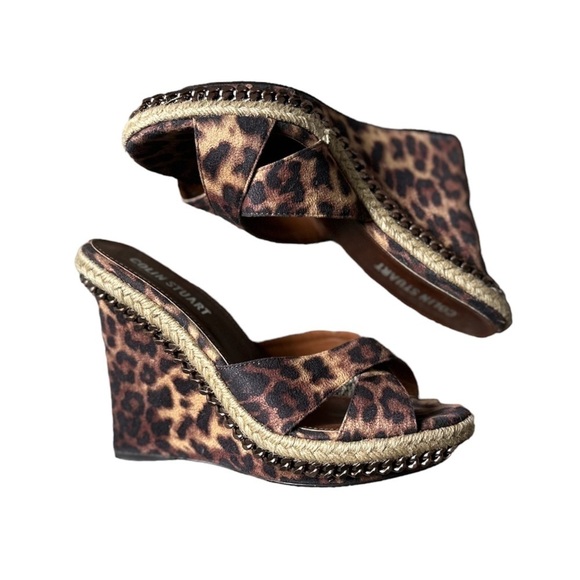 Colin Stuart Leopard Platform Wedge Open Toe Sandal - Picture 2 of 9